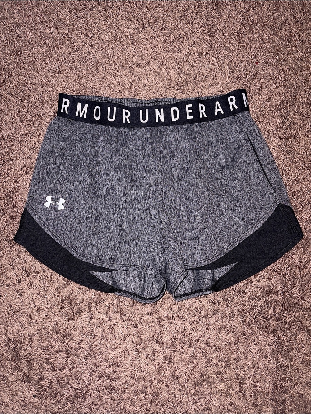Under Armour Women's Gray Heather Athletic Shorts with Black Trim
